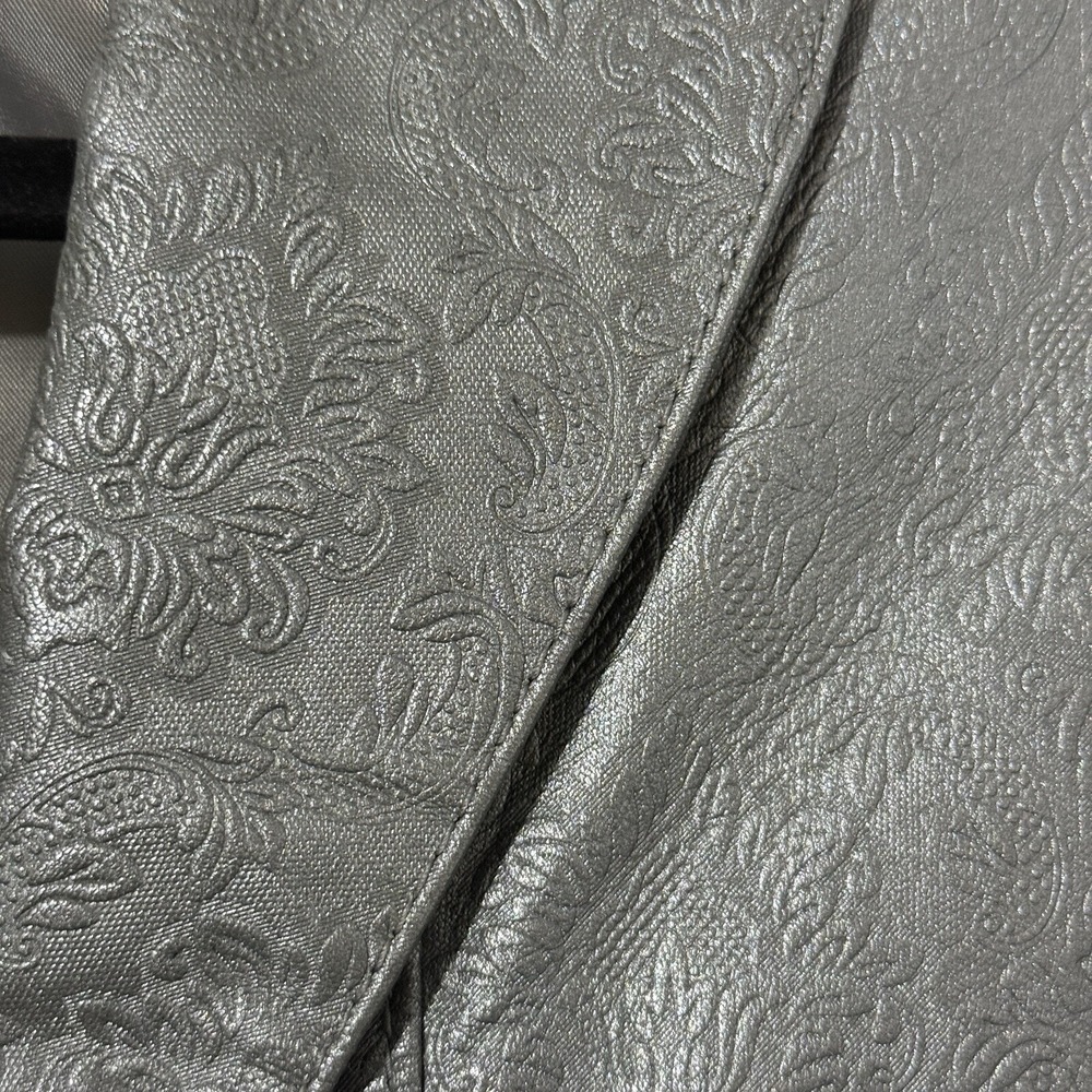 Vtg Womens leather blazer jacket S Textured Steampunk Coat Gunmetal Western Y2K - Picture 5 of 16